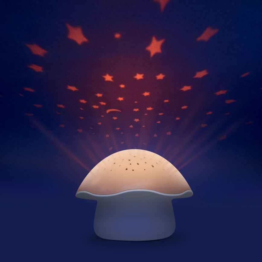 PABOBO - Projector with melody STAR MUSHROOM 3xAA salmon pink