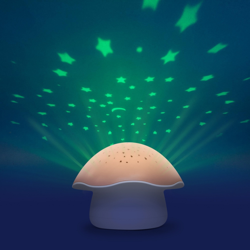 PABOBO - Projector with melody STAR MUSHROOM 3xAA salmon pink