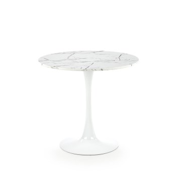 PACIS dining table, white marble effect/white
