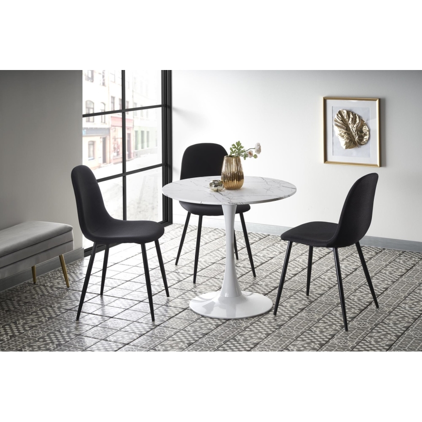 PACIS dining table, white marble effect/white