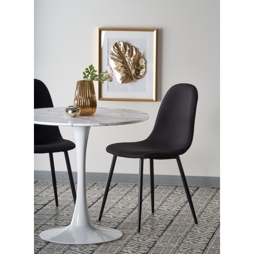 PACIS dining table, white marble effect/white