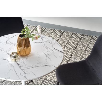 PACIS dining table, white marble effect/white