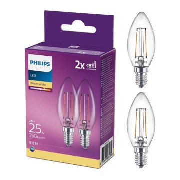 PACK 2x LED Bulb Philips B35 E14/2W/230V 2700K