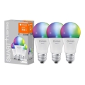 PACK 3x LED RGBW Dimmable bulb SMART+ E27/9,5W/230V 2700K-6500K Wi-Fi - Ledvance
