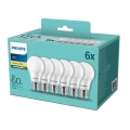 PACK 6x LED Bulb Philips A60 E27/8W/230V 2,700K