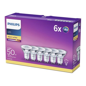 PACK 6x LED Bulb Philips GU10/4,6W/230V 2700K