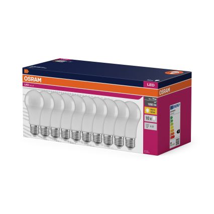 Pack of 10 LED bulbs CLASSIC A75 E27/10W/230V 2700K - Osram