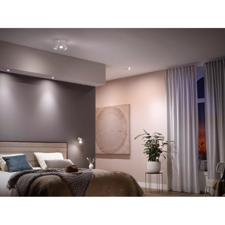 Set of 2 Philips Hue White Ambiance GU10 dimmable LED bulbs, 4.2W/230V, 2200–6500K + Hue Bridge