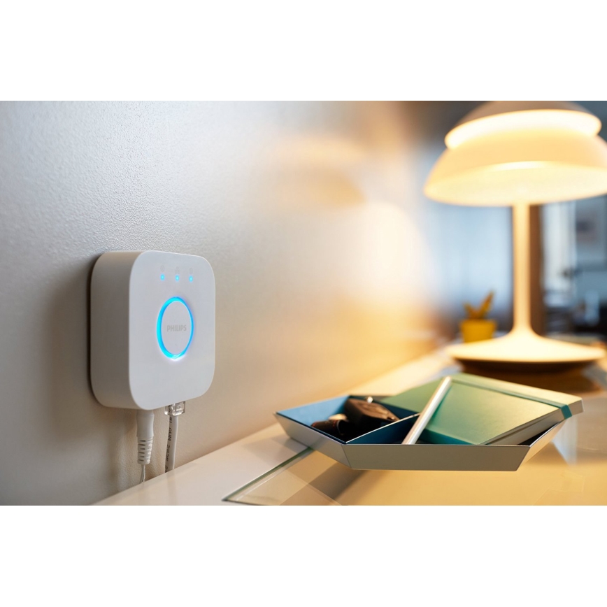 Set of 2 Philips Hue White Ambiance GU10 dimmable LED bulbs, 4.2W/230V, 2200–6500K + Hue Bridge
