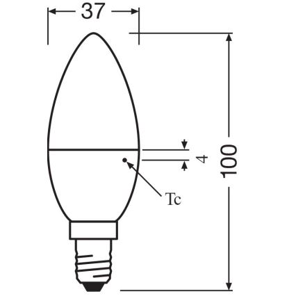 Pack of 2 LED Bulbs B38 E14/4,9W/230V 2700K - Osram