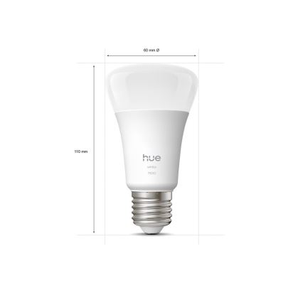 Pack of 2 Philips Hue WHITE Dimmable LED Bulbs E27/9.5W/230V 2700K