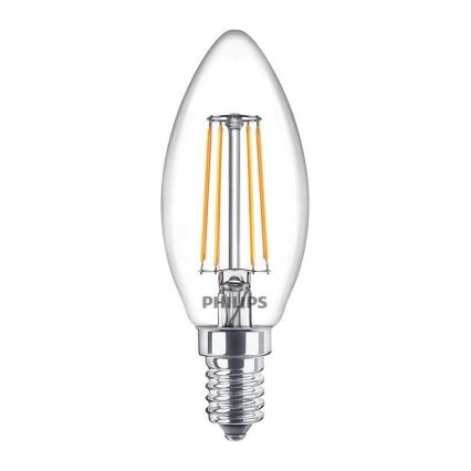 Pack of 3 Philips Vintage LED B35 Bulbs, E14, 4.3W, 230V, 2700K
