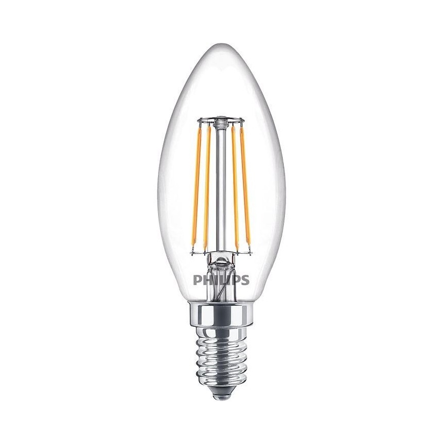 Pack of 3 Philips Vintage LED B35 Bulbs, E14, 4.3W, 230V, 2700K