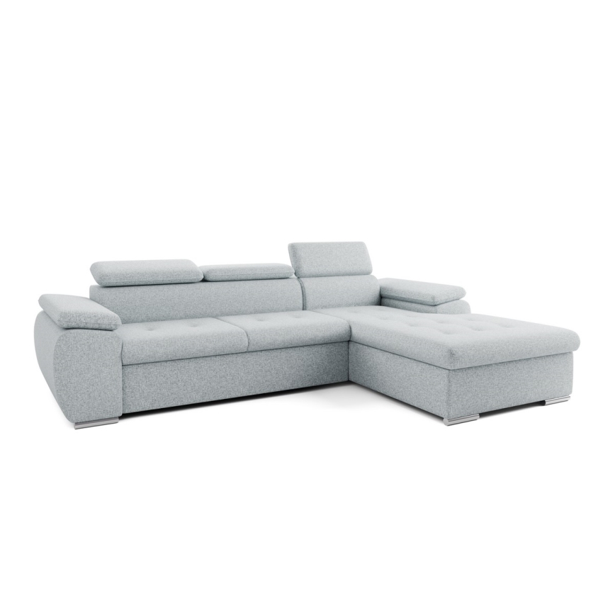 PADUA Right-hand L-shaped Corner Sofa Bed with Storage, Grey