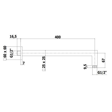 Paffoni - 40 cm Square Shower Arm, Black