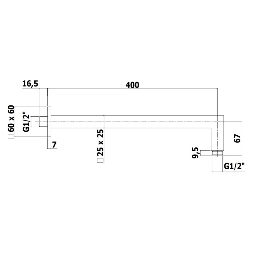 Paffoni - 40 cm Square Shower Arm, Black