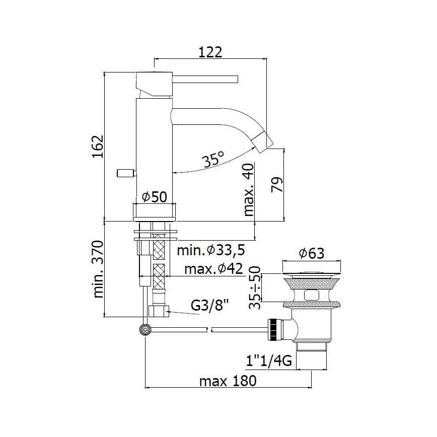 Paffoni - Basin mixer + pop-up drain LIGHT White
