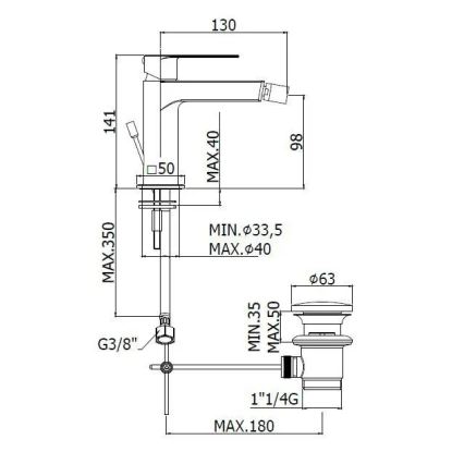 Paffoni - Bidet mixer + drain TANGO stainless steel