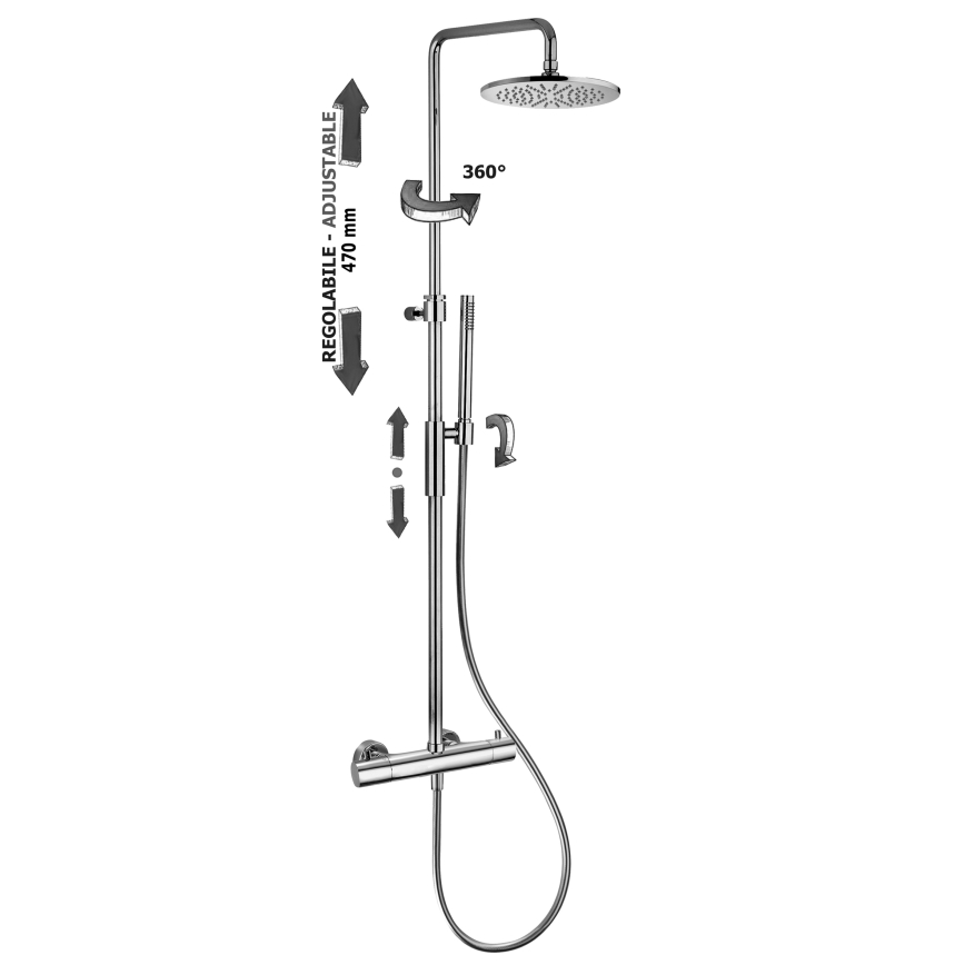 Paffoni - BIRILLO Thermostatic Shower System, Polished Chrome