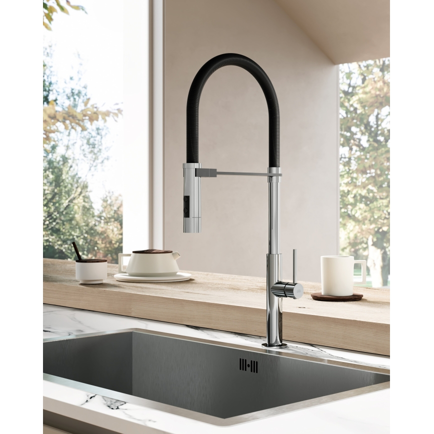 Paffoni - CANDY 52.5 cm Black Sink Faucet with Pull-Out Sprayer