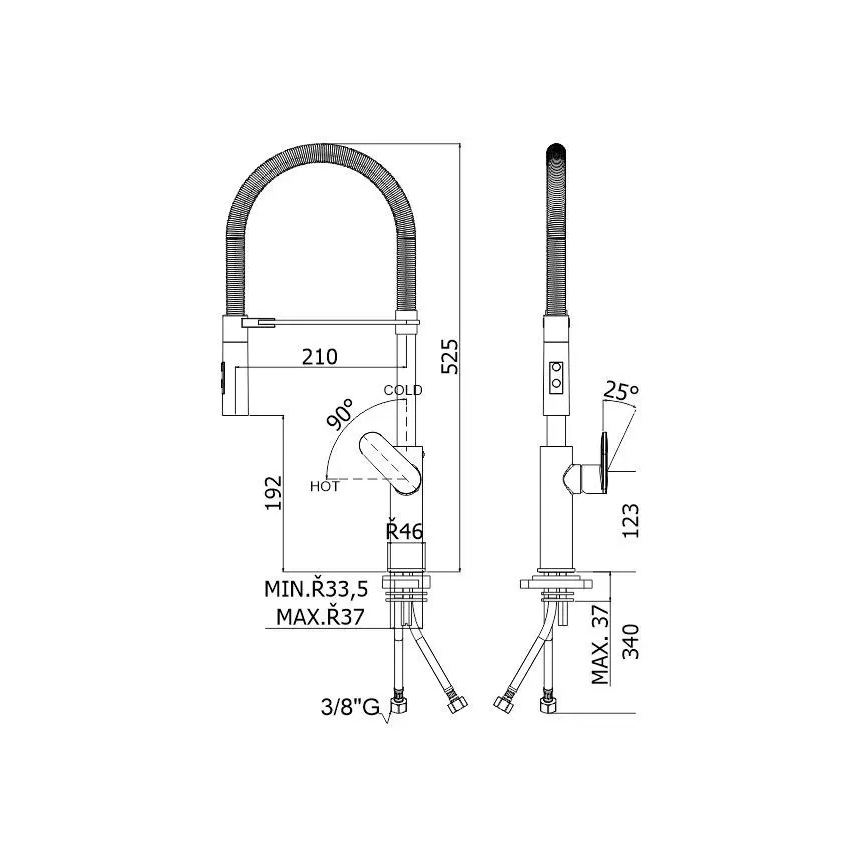 Paffoni - CANDY 52.5 cm Pull-Out Spray Kitchen Faucet, Polished Chrome