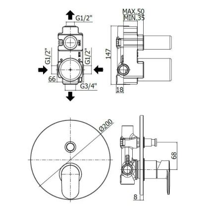Paffoni - CANDY Concealed Bath Mixer, Polished Chrome