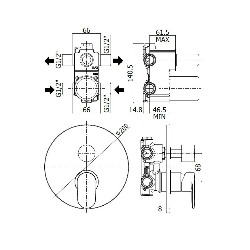 Paffoni - CANDY Concealed Shower Mixer, Polished Chrome