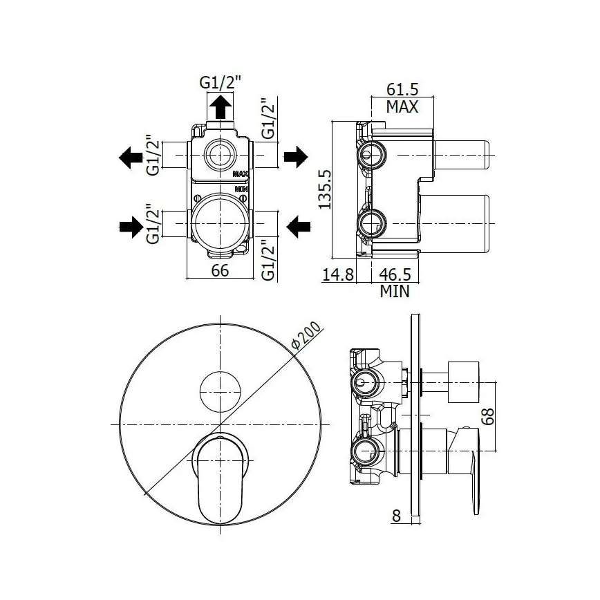Paffoni - CANDY Concealed Shower Mixer, Polished Chrome