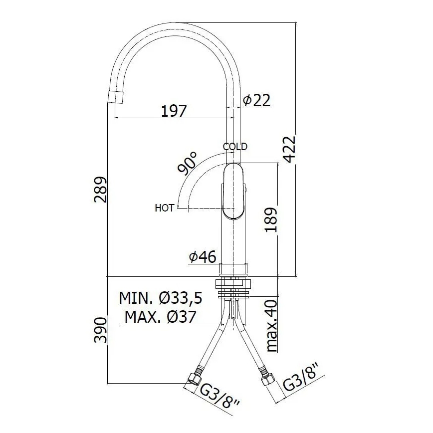Paffoni - CANDY Kitchen Mixer Tap, Polished Chrome