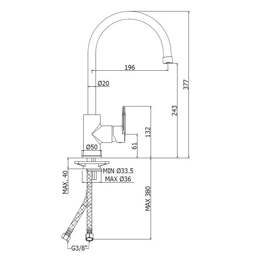 Paffoni - CANDY Kitchen Sink Mixer, Polished Chrome