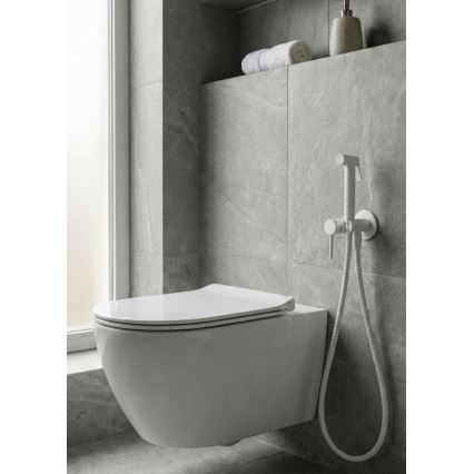 Paffoni - RINGO WEST wall-mounted set with handheld bidet spray for concealed installation, white