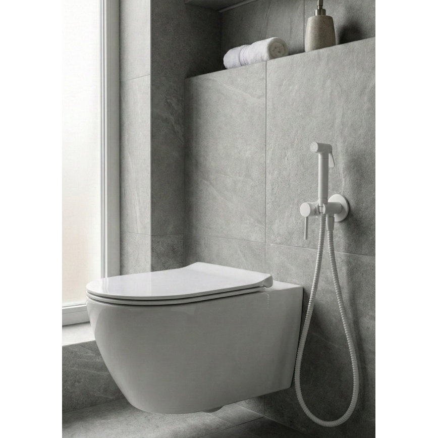Paffoni - RINGO WEST wall-mounted set with handheld bidet spray for concealed installation, white