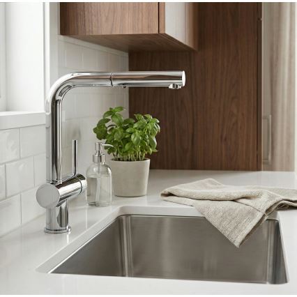 Paffoni - Kitchen faucet with pull-out sprayer LIGHT 29,2 cm polished chrome