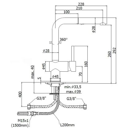 Paffoni - Kitchen faucet with pull-out sprayer LIGHT 29,2 cm polished chrome