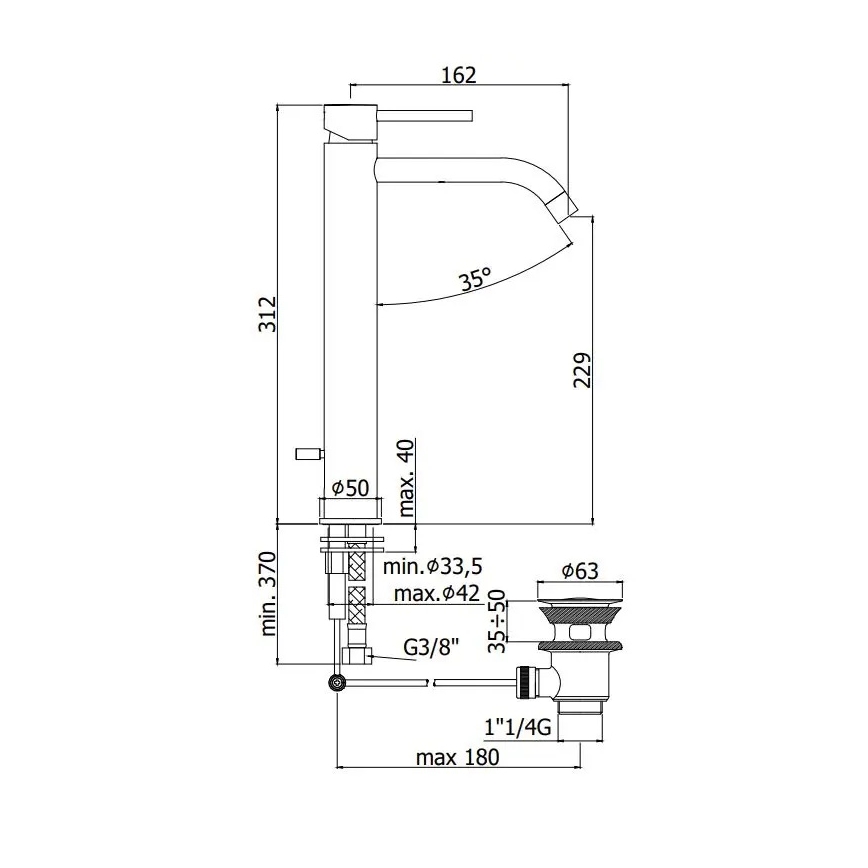 Paffoni - LIGHT Basin Mixer with Waste, Brushed Gold