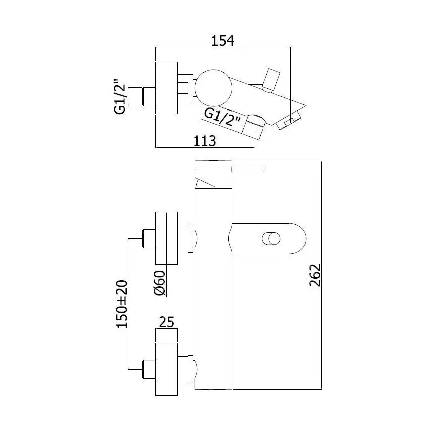 Paffoni - LIGHT Bathtub Mixer, Polished Chrome