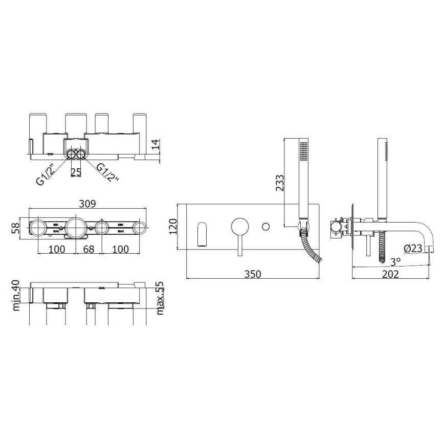 Paffoni - LIGHT Bathtub Set, Polished Chrome