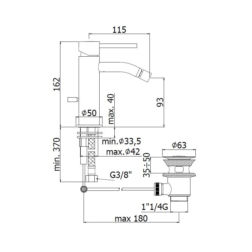 Paffoni - LIGHT Bidet Mixer + Waste, Brushed Gold