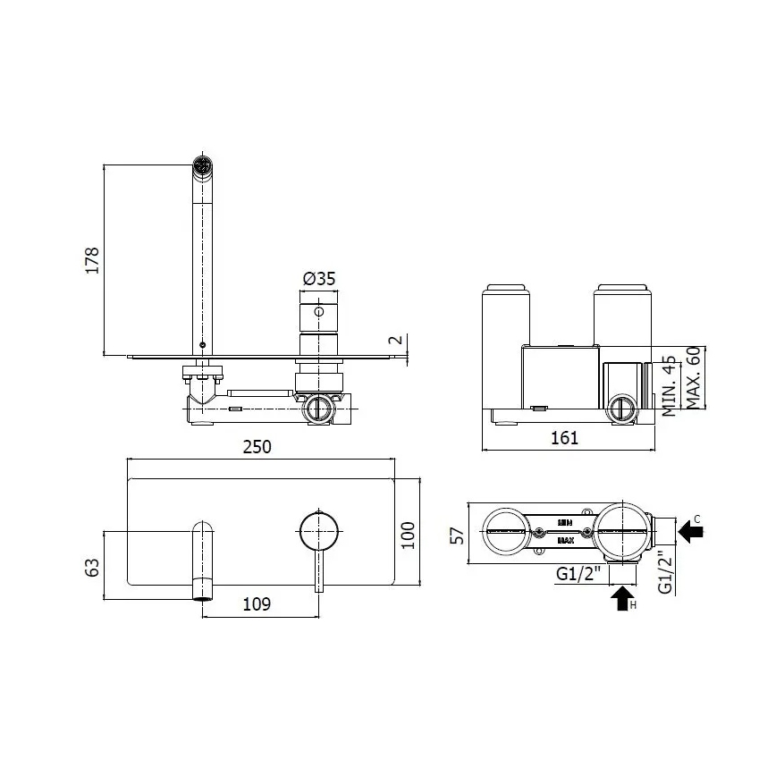Paffoni - LIGHT Built-in Basin Mixer, Polished Chrome