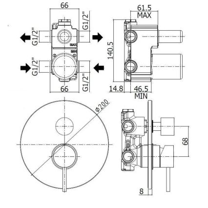 Paffoni - LIGHT built-in shower mixer, stainless steel