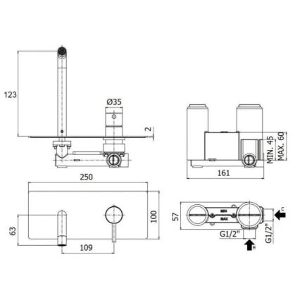 Paffoni - LIGHT Concealed Basin Mixer for Built-in Installation, Gold Finish