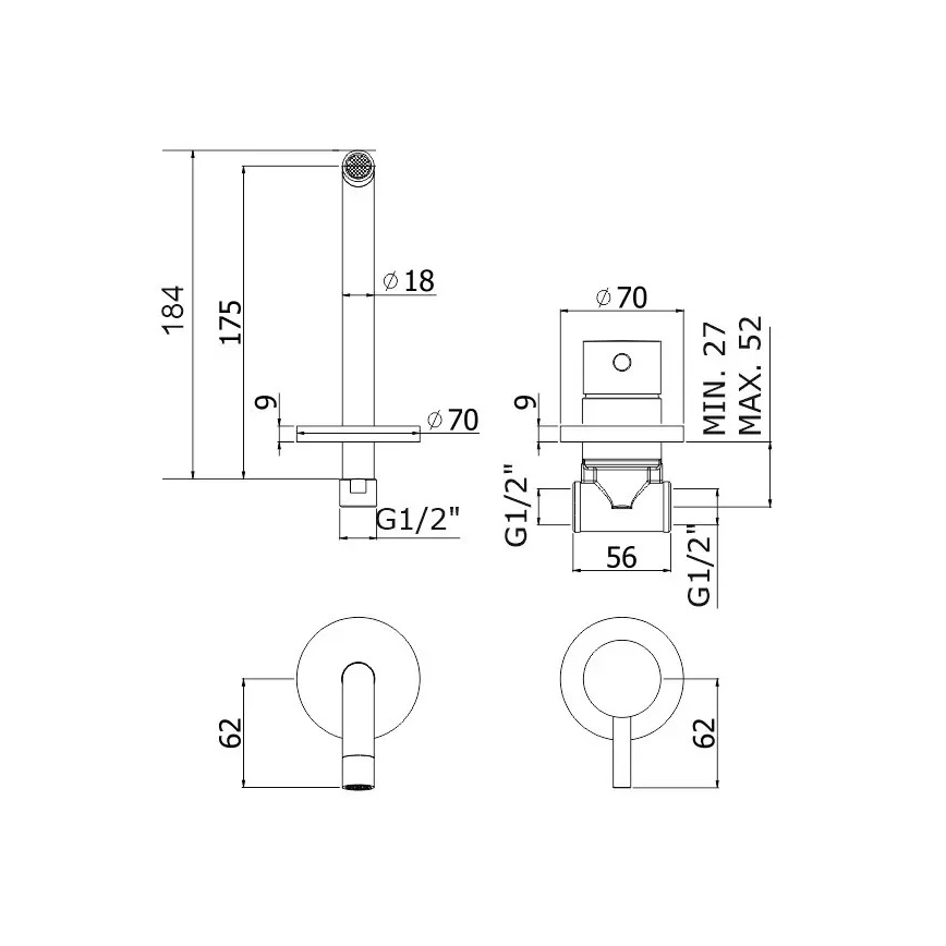 Paffoni - LIGHT Concealed Basin Mixer, Polished Chrome