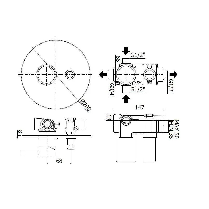 Paffoni - LIGHT Concealed Shower Mixer Black