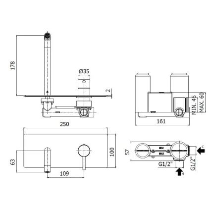 Paffoni - LIGHT Concealed Washbasin Mixer, Polished Chrome