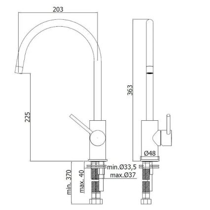 Paffoni - LIGHT Kitchen Faucet 36,3 cm, Polished Chrome