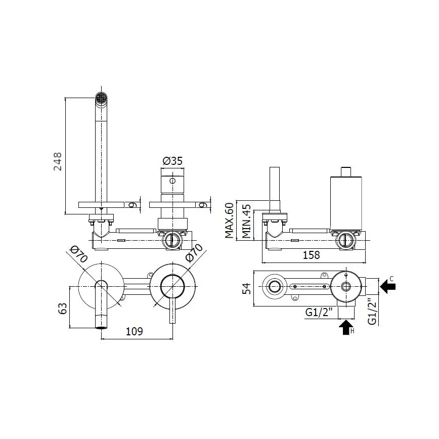 Paffoni - LIGHT Matte White Built-in Basin Mixer