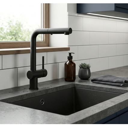Paffoni - LIGHT Pull-Out Sink Faucet, 29.2 cm, Black