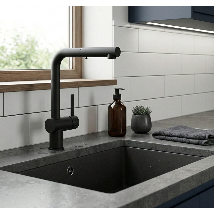 Paffoni - LIGHT Pull-Out Sink Faucet, 29.2 cm, Black