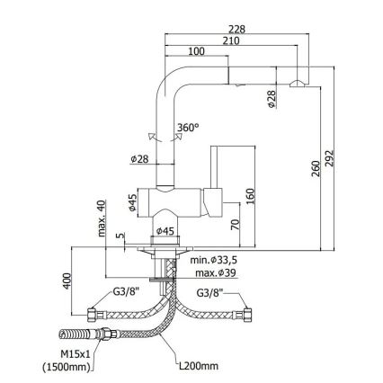 Paffoni - LIGHT Pull-Out Sink Faucet, 29.2 cm, Black