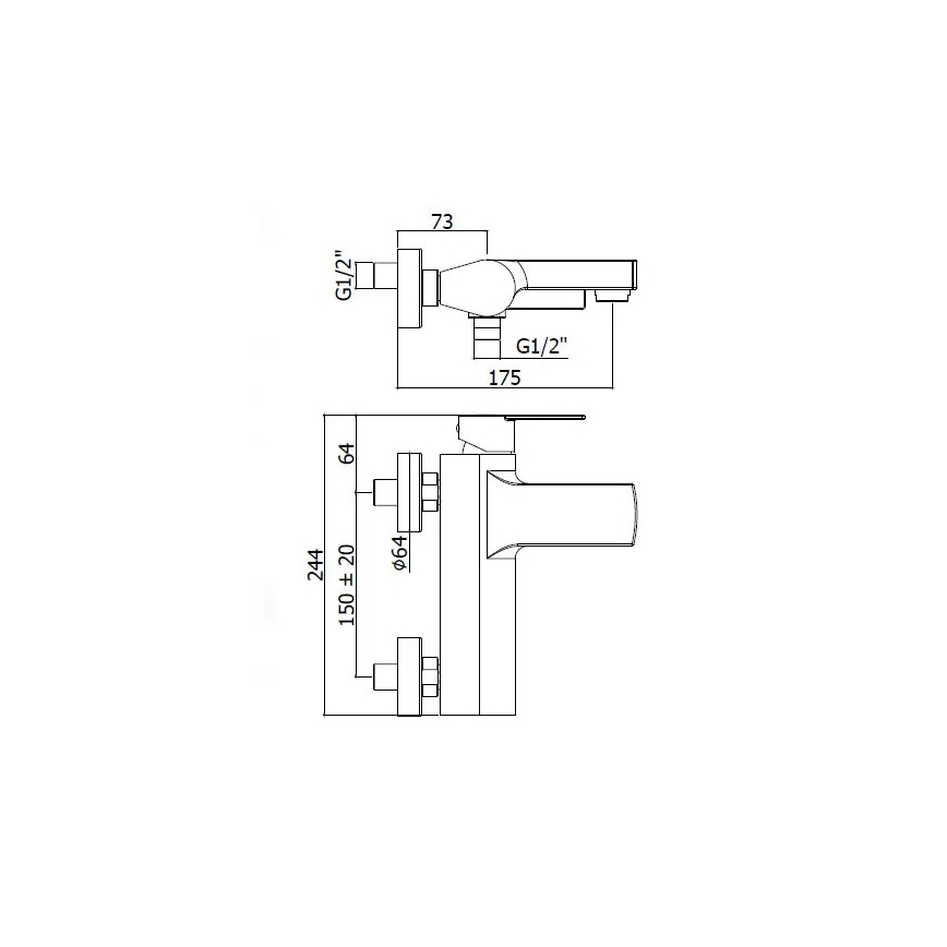 Paffoni - LIGHT Wall-Mounted Bath Mixer, Polished Chrome